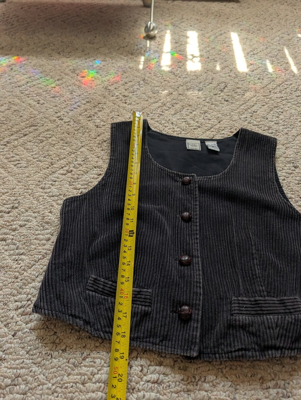 Vintage 90s Boundary Waters Wide Corduroy Vest Indie Sleeze Waistcoat Retro Vtg - Picture 5 of 6